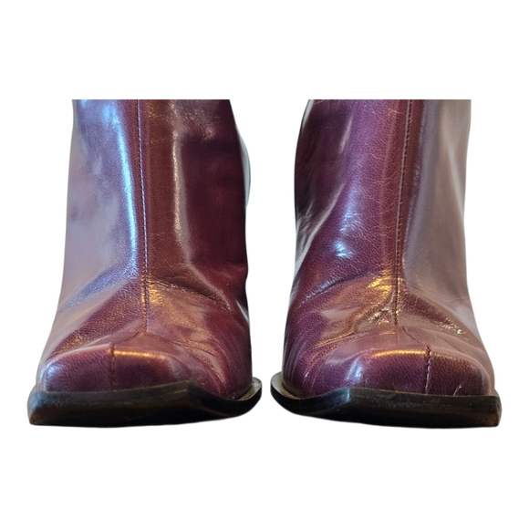 Vero Cuoio Bolero Shiny Purple Leather Side Zip Heeled Boots 10 - Picture 5 of 12